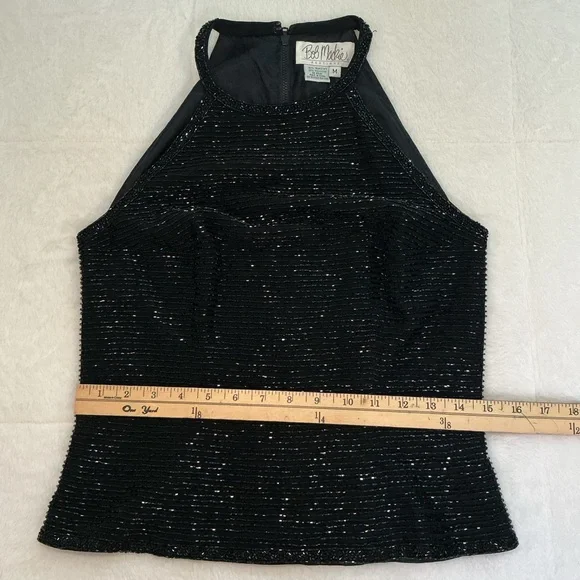 Vintage Black Sequin Halter Tank Top - Picture 7 of 8